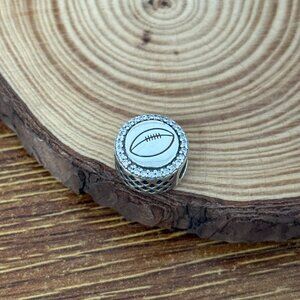Pandora Rugby Football Bead S925 Silver Charm